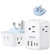LENCEN US to UK Plug Adapter, Foldable Type G Travel Outlet Adapter with 4 USB Charger(2 USB C), ...