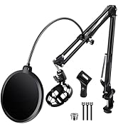 BILIONE Microphone Stand, Mic Boom Arm Stand for Blue Yeti QuadCast S SoloCast Snowball AM8 and o...