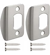 Siwil Door Strike Plate Univeral, 2-1/4 inch x 1-7/16 inch, Round Corner - 2 Pack (Satin Nickel)
