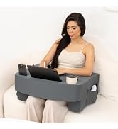 TabCouchCaddy Reading Pillow - Ergonomic Lap Desk & Armrest with Cup Holder, Phone Holder, Wrist ...