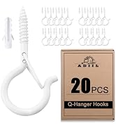 ADIIL 20 PCS Q Hanger Hooks with Safety Buckle, Windproof Screw Hooks for Hanging Outdoor String ...