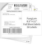 Full Sheet Shipping Labels, Full Page Labels 8.5” x 11”, FungLam Shipping Labels 8.5”x 11” for La...