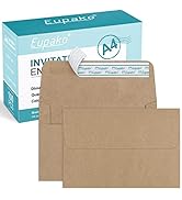Eupako A4 Brown Photo Envelopes 4x6, 100 Pack Self Seal Envelopes for 4x6 Cards, Photos, Invitati...