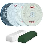 SALI 4 Pack 6 Inch Stainless Steel Polishing Buffing Wheel Kit for Bench Grinder kit with 1/2 Inc...