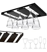 RHBLME Black Wine Glass Holder Under Cabinet, Stainless Steel Under Counter Wine Glass Rack, Stem...