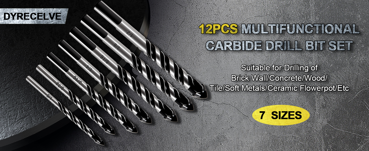 12-PCS Masonry Drill Bit Set & Concrete Drill Bit Set