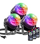 3-Pack Sound Activated Party Lights with Remote Control Dj Lighting, Disco Ball Light Projected E...