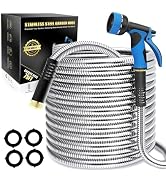 Lefree 75ft Metal Garden Hose - Heavy Duty 304 Stainless Steel Flexible Water Hose, No Kinks & Le...