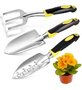 3 Pcs Heavy Duty Garden Tool Set, Garden Shovel Trowel, Weeding Hand Rake | Gardening Tool Set, S...
