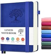 PERCUN Leather Journal for Men & Women - 160 Lined Pages, 100 GSM Paper, 5.9"x8.5" Hardcover Note...