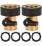 Sanpaint Water Hose Shut Off Valve, 2 Pack Heavy Duty 3/4 Inch Solid Brass Garden Hose Connector