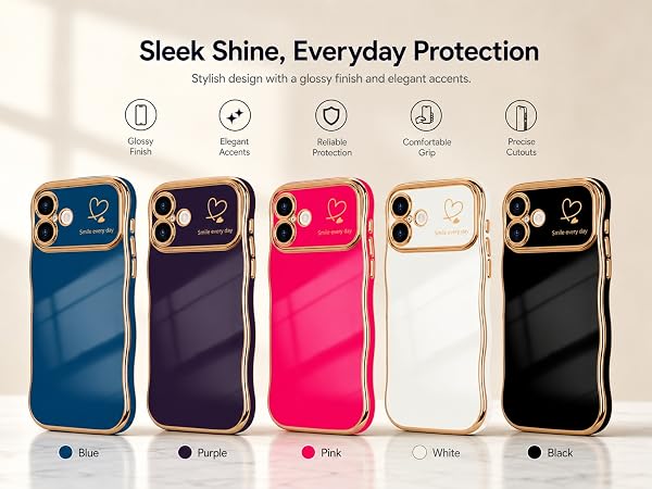 cute chic wave case for iphone 17 luxury plating