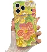 XIZYO Case for iPhone 17 Pro Max, Colorful Retro Oil Painting Flower Cute Floral Aesthetic Curly ...