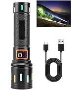 Ciwuzxs Super Bright Tactical Flashlight, LED Flashlights, High Powered 2000 Lumens with 3 Lighti...