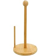 Rustic Bamboo Paper Towel Holder, Standing Paper Towel Organizer Roll Dispenser Paper Hanger Rack...