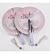 HONSEHN 2 PCS Decorative Daper Circular Magnetic Folding Fan with Chinese Knot Tassel for Woman,D...