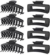 TOCESS 8 Pack Black Big Hair Claw Clips for Women Large Claw Clip for Thin Thick Curly Hair 90's ...