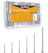 KURUI 500Pcs Stainless Steel Wall Nails Assortment Kit, 6 Sizes Long Nails for Hanging Picture Fr...