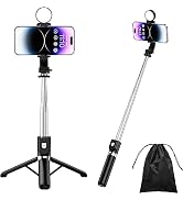 Selfie Stick with Light, All in 1 Extendable Tripod Stand with Detachable Wireless Remote,Portabl...