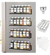 KitHero 4 Pack Magnetic Spice Rack for Refrigerator with 24 Spice Jars, 216 Spice Labels,1 Funnel...