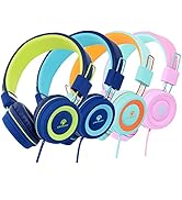 CN-Outlet Kids Headphones for School with Microphone 4 Pack Wired Classroom Headsets Class set St...
