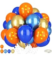 Orange and Blue Balloons, 12 Inch Royal Blue and Gold Metallic Latex Balloons With Star Printed f...