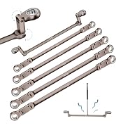 DISEN Upgraded Double Jointed Extra Long Flex Head Ratchet Wrench Set, 6 PCS Metric 8-19mm Box En...
