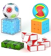 Vdealen Fidget Brain Teaser Toy for Kids, 3D PuzzlesToys Bundle of 3x3 Speed Cube, Maze Box, Rain...