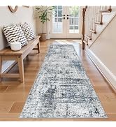 BYYVOO Washable 2x8 Runner Rug: Modern Abstract Non Slip Low Pile Carpet Runners for Hallway Entr...