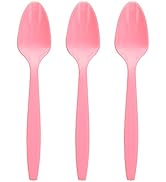 Amcrate Pink Disposable Medium Weight Plastic Spoons - Ideal for Weddings, Party’s, Birthdays, Di...