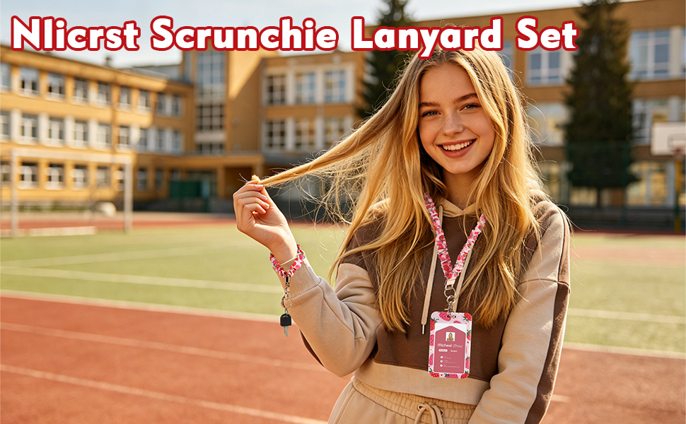 Nlicrst Scrunchie Lanyard with ID Badge Holder