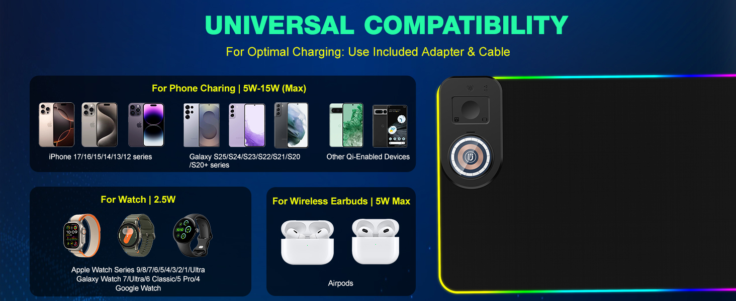 wireless charging mouse pad
