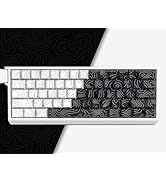 dagaladoo Double Shot PBT keycaps,White Black Topographic keycaps,Dye-sub keycaps Shine Through,S...