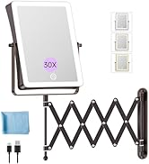FASCINATE 5000mAh Rechargeable Wall Mounted Makeup Mirror with Lights, 8.7 Inch Double Sided Touc...