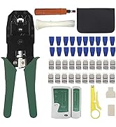Professional Network Cable Crimping Tool Kit,Net Computer Maintenance LAN Cat5/5e Cat6 Cable Test...