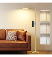 SIBRILLE LED Floor Lamp, 18W Adjustable Height Floor Lamp with Remote Control & 4 Color Temperatu...