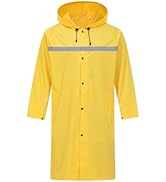 ProHydra Mens Long Safety Rain Coats with Air Vents Reflective Stripes Waterproof Packable Rain J...