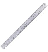 PEC Tools 12" Machinist Metal Ruler, 1/25" Thick X 1" Wide, Satin Chrome, High Carbon Steel Ruler...