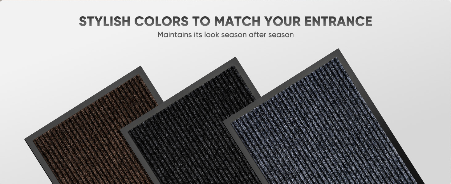Three commercial floor mats in stylish colors to match your entrance