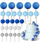 ASTARON 50 Pcs Ball Cake Topper Sticks Mini Balloons for Cake Decorating Supplies Foam Balls Cake...