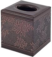 Tissue Box Cover Square,Modern Leather Tissue Box Holder for Napkin Facial Paper Organizer Bottom...
