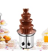 Electric Chocolate Fondue Fountain Machine, 4-Tier Stainless Steel Luxury Cheese Cascading Fondue...
