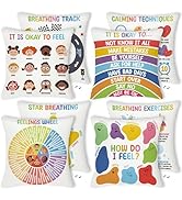 R HORSE 4Pcs Calming Corner Throw Pillow Covers Classroom Counseling Office Must Haves Throw Pill...