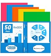 Two Pocket Folders, RAZCC 50 Pack Two Pocket with Prongs, 3 Prong Folders Fit Letter Size Paper, ...
