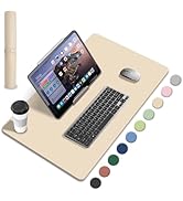 Dual-Sided Desk Pad, Natural Cork & PU Leather Mouse Pad for Desk, Desk Pad Protector, Non-Slip D...