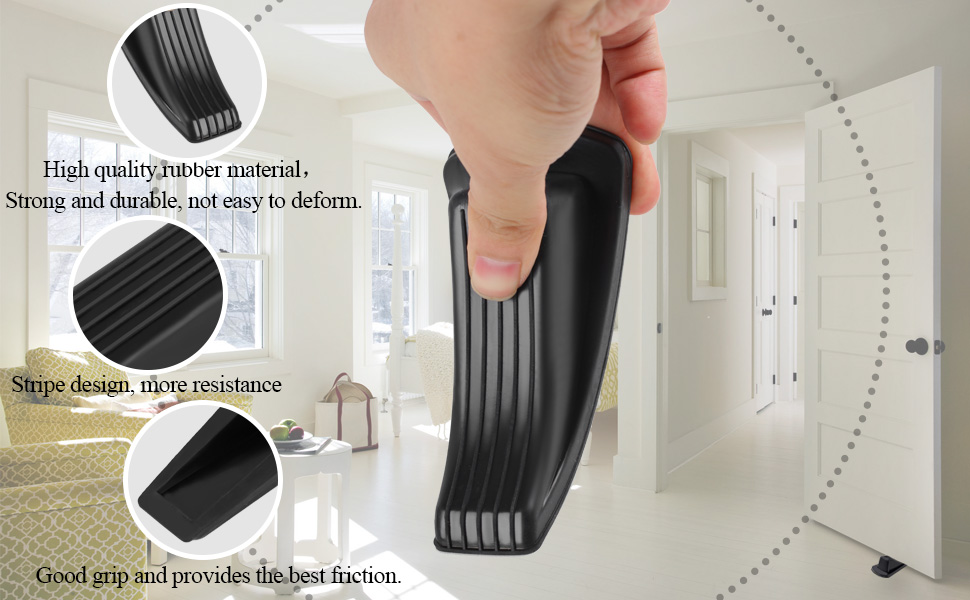 Door Stoppers, 4 Pack Door Stoppers for Bottom of Door, Door Gaps, Rubber Door Stopper Wedge