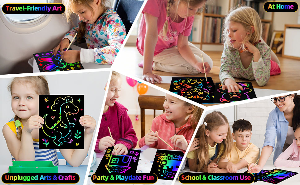 Images of Daily Scenarios Using Scratch Art Supplies