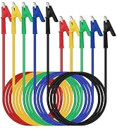 SWANLAKE 5-Piece Dual-Ended Alligator Clip Test Leads, 1000V 15A 3.5ft/1M Electrical Alligator Cl...