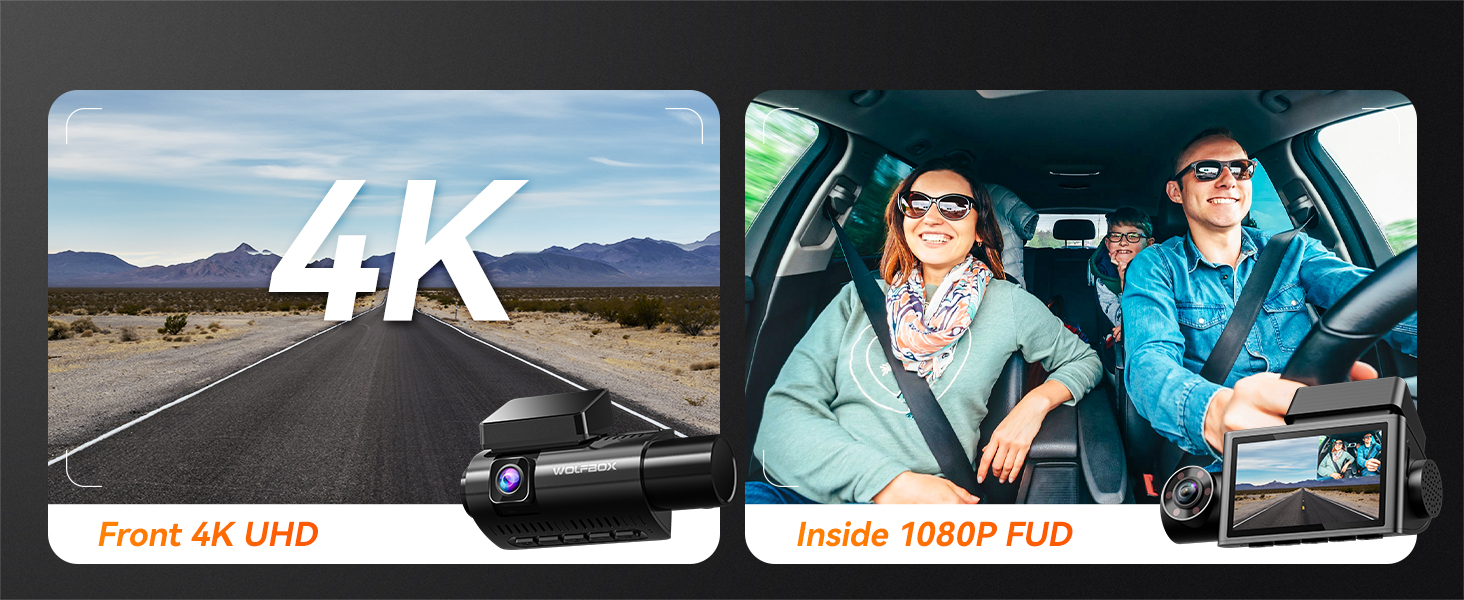 3 Channel Dash Cam Front and Rear Inside,4K Full UHD Dash Camera for Cars with Free 32GB SD Card