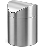 JILLICK Small Mini Trash Can with Lid, Brushed Stainless Steel Small Tiny Mini Trash Bin Can, Min...